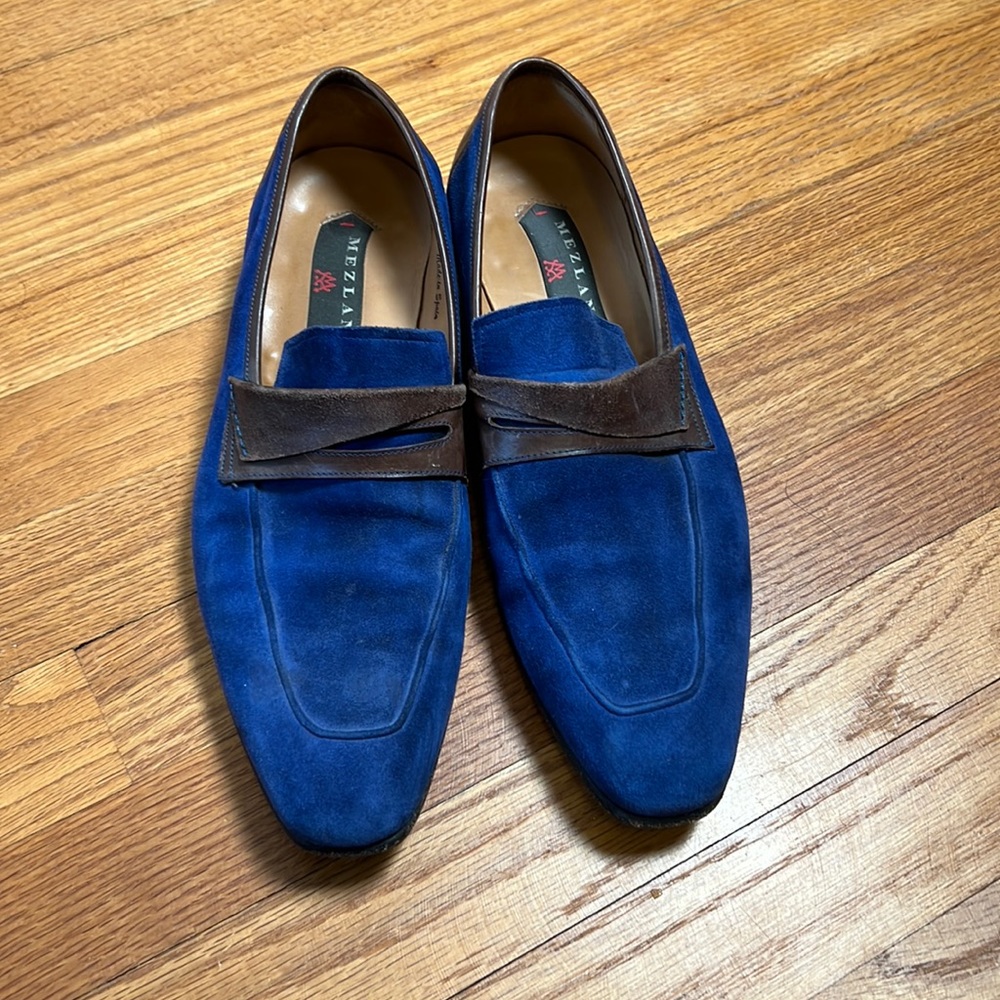 MEZLAN JORDI Men’s Shoes blue & brown suede & calfskin leather loafers size 8M